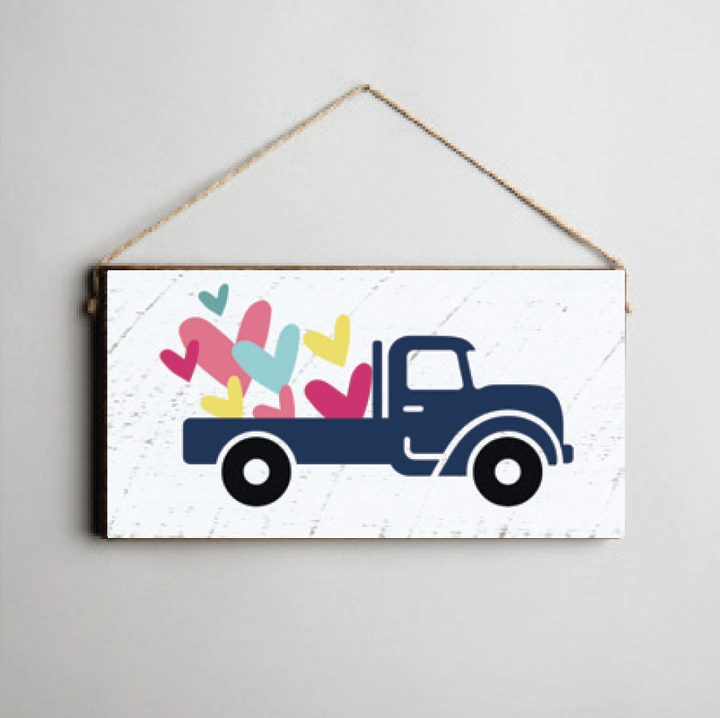 Heart Truck Twine Hanging Sign