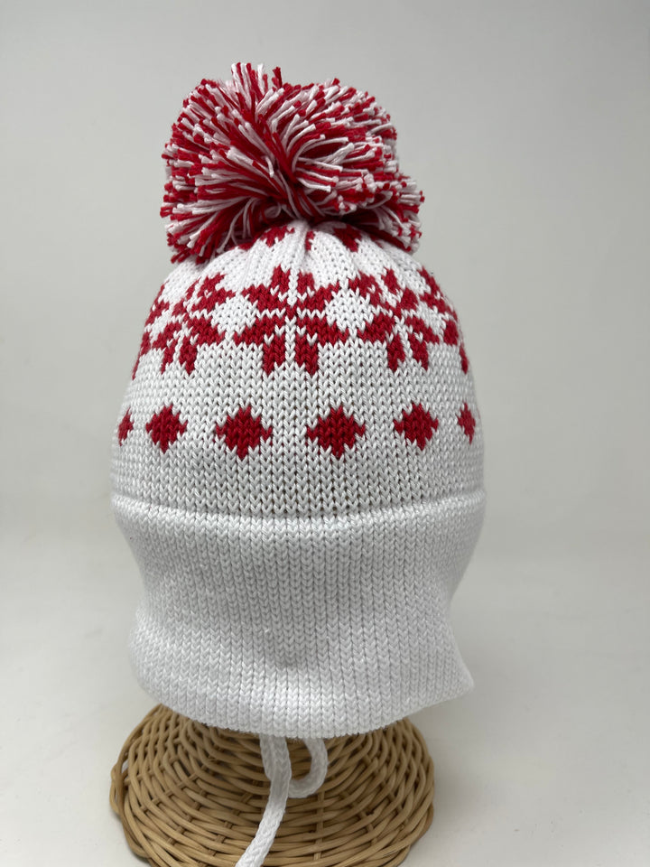 Red & White Nordic Snowflake Hat