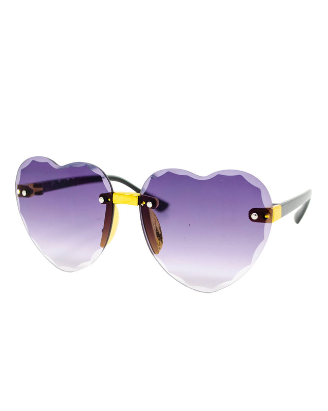 Frameless Heart Sunglasses: Plum