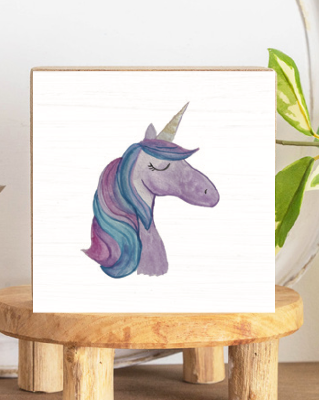 Unicorn Decorative Wooden Block