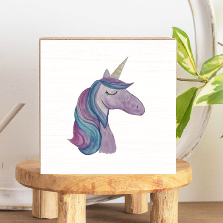 Unicorn Decorative Wooden Block