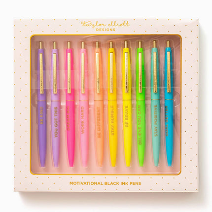 Set of 10 motivational pens — inspirational stationery gift, teacher appreciation and birthday