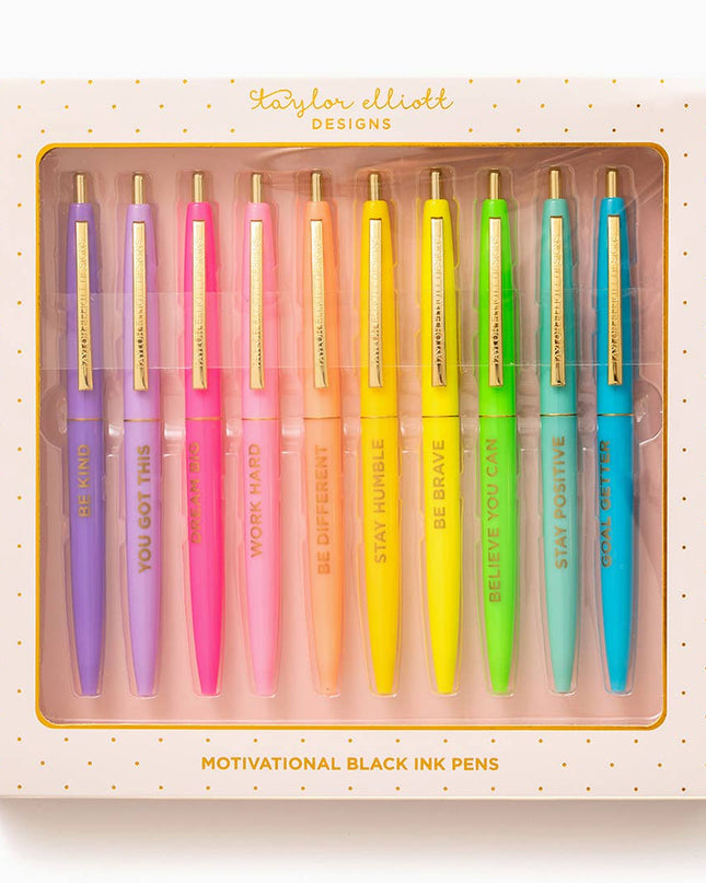 Set of 10 motivational pens — inspirational stationery gift, teacher appreciation and birthday