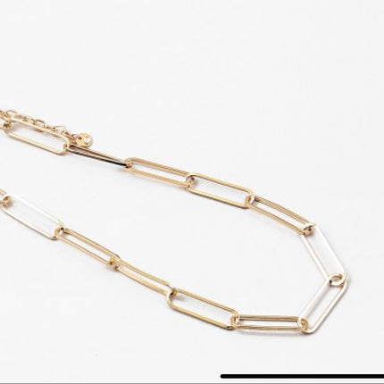 Simple paper clip necklace — classic gold tone jewelry, gift for her