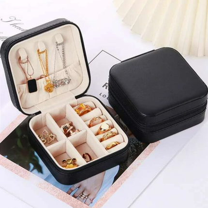 Square Jewelry Box, Travel Jewelry Box-Black