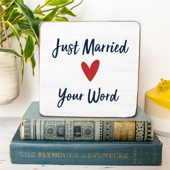 Personalized Just Married Decorative Wooden Block