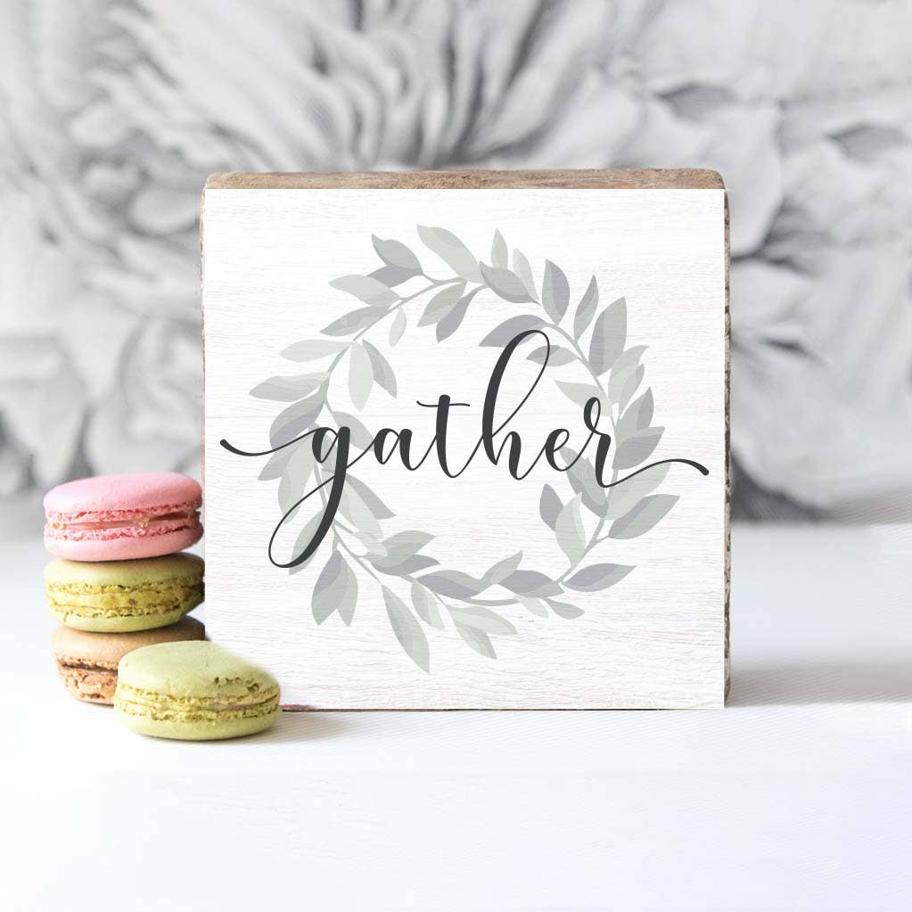 Gather Wreath Decorative Wooden Block