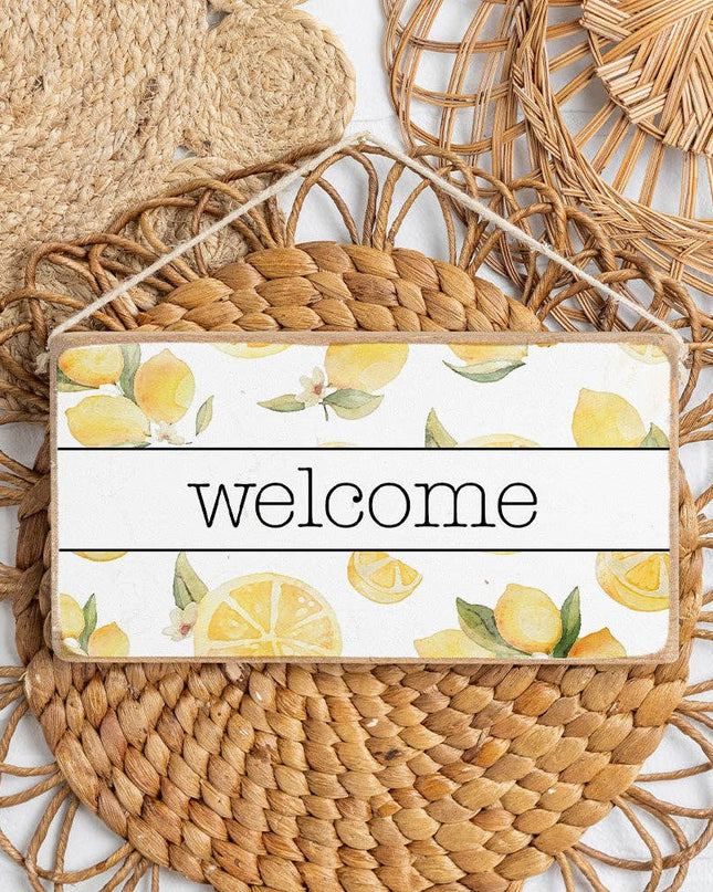 Watercolor Lemons Twine Hanging Sign