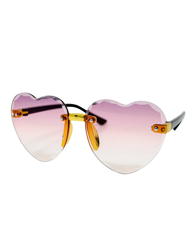 Frameless Heart Sunglasses: Lilac