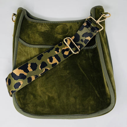 Velvet messenger bag with guitar strap — unique crossbody bag, gift for her