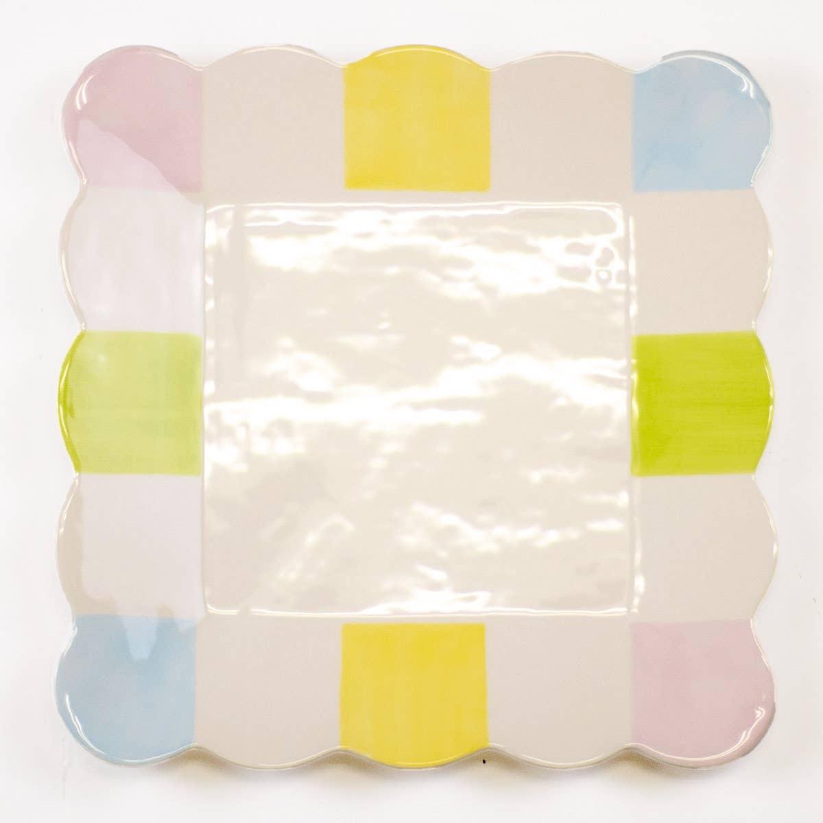 Candy Stripe Scalloped Square Platter