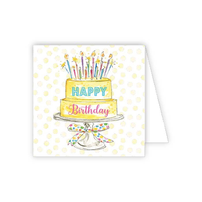 Happy Birthday Yellow Cake with Candles Enclosure Card