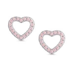 Open heart pink CZ stud earrings sterling silver — children's jewelry, Valentine's Day gift