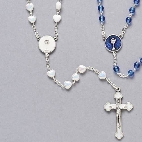 White Communion Rosary Beads