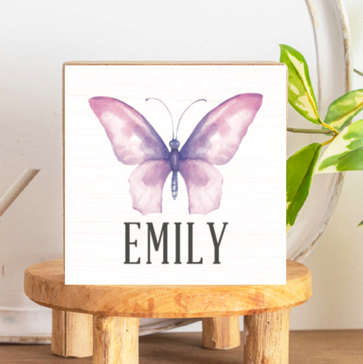 Personalized Butterfly Decorative Wooden Block