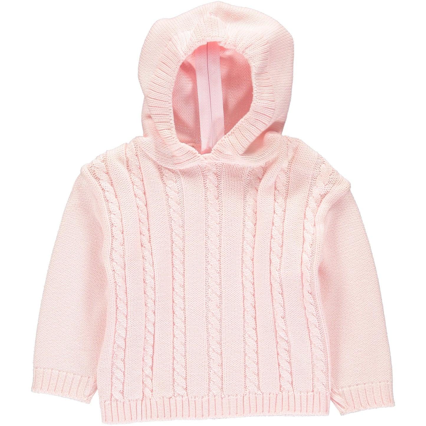 Pink Cable Zip Back Hooded Sweater