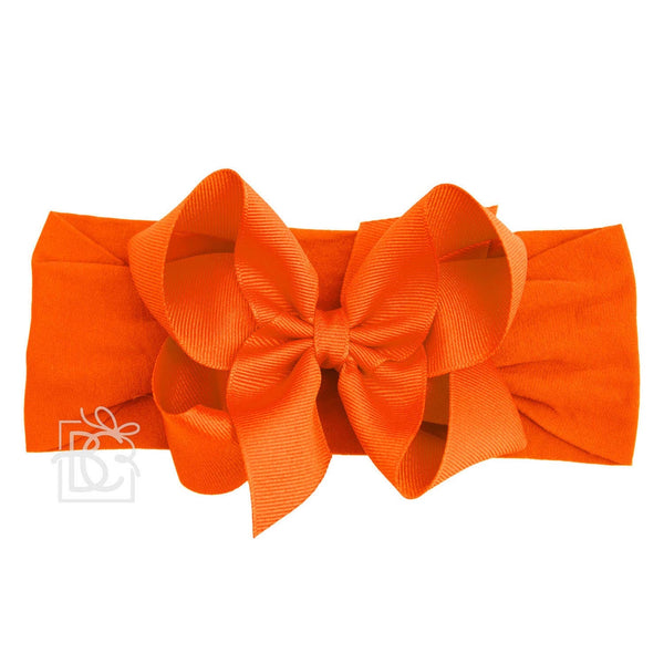 Wide Pantyhose Headband with grosgrain bow