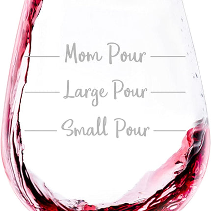 Mom's Pour Lines wine glass — funny gift for moms