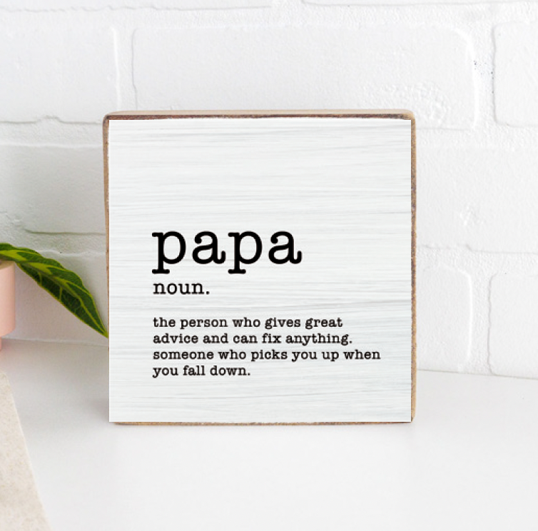 Papa Definition Decorative Wooden Block