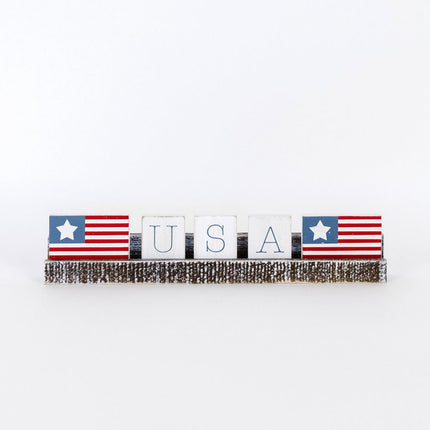USA wood ledgie letter kit — patriotic Fourth of July and Veterans Day home decor