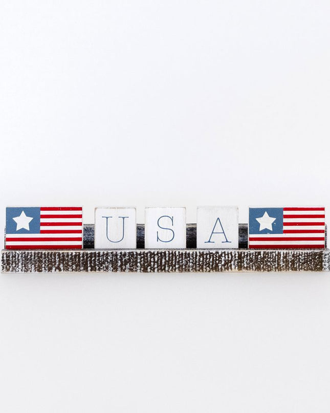 USA wood ledgie letter kit — patriotic Fourth of July and Veterans Day home decor