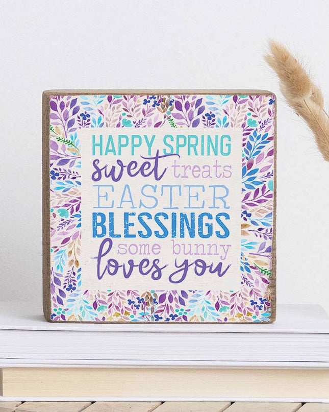 Easter Blessings Decorative Wooden Block
