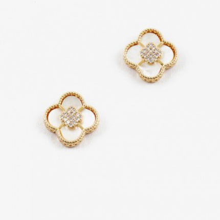 Mother of Pearl stud clover earrings — St. Patrick's Day and everyday jewelry gift