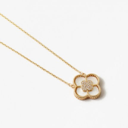 Mother of Pearl gold clover necklace — St. Patrick's Day and everyday jewelry gift