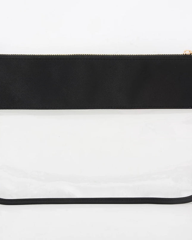 The Allie clear pouch — lifestyle shot in use