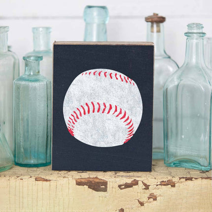 Baseball decorative wooden block — sports home decor, Father's Day and baseball fan gift