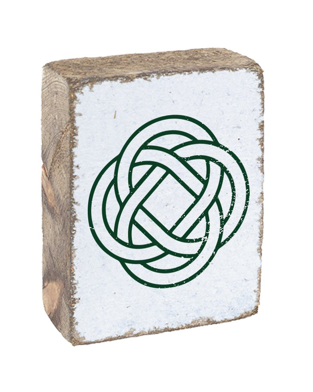 Rustic block with Hunter Celtic Knot design — personalized wooden home decor
