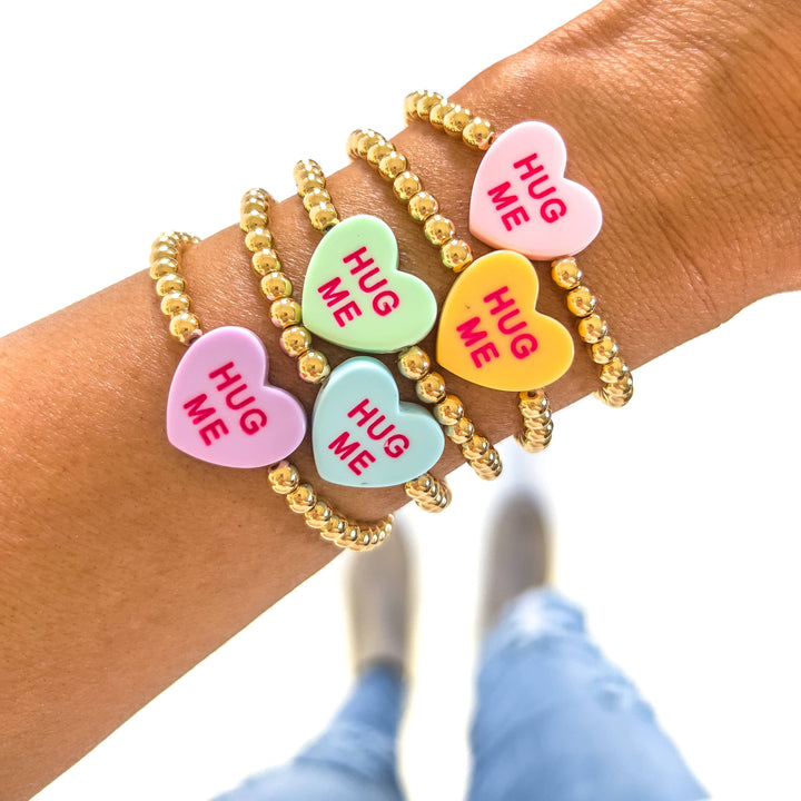 Candy Heart Valentine Bracelet Assortment - Hug Me