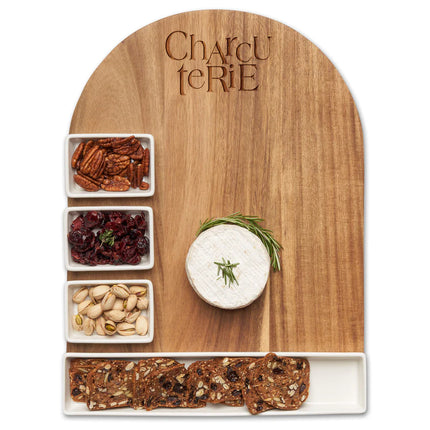 Rounded charcuterie board set — elegant entertaining and housewarming gift