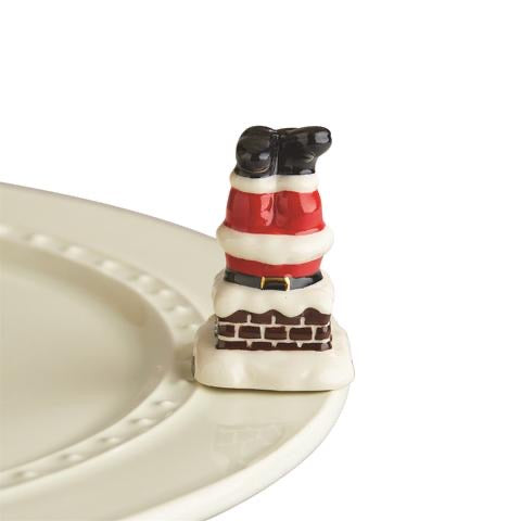 Nora Fleming Down the Chimney Santa Feet Mini — Christmas decorative attachment for Nora Fleming serveware