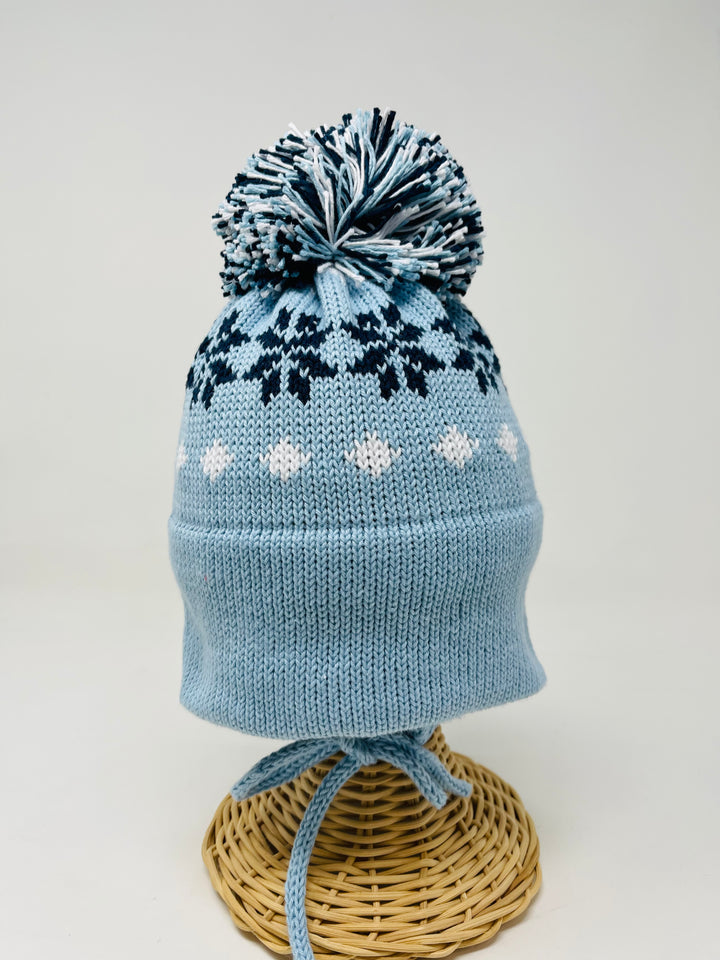 Blue, White & Navy Blue Nordic Snowflake Hat
