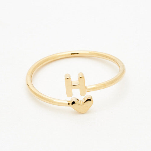 Heart initial ring — children's jewelry, birthday and Valentine's Day gift for girls