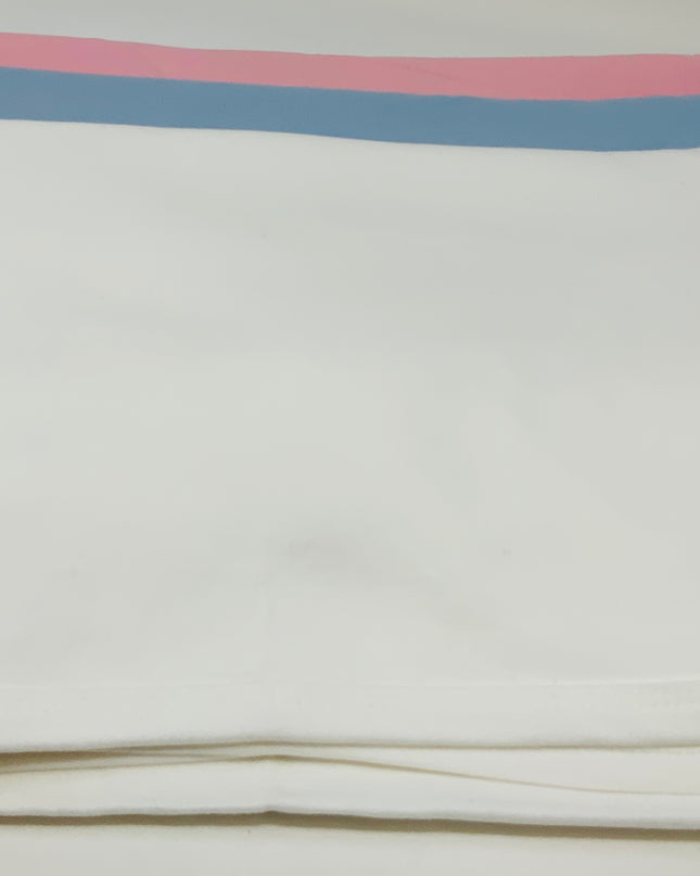 Personalized cotton receiving blanket — shown with embroidered name in blue