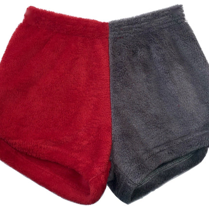 Personalized college fuzzy pajama shorts — multiple color options available