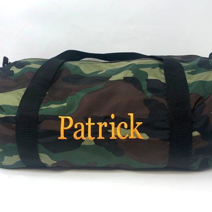 Oh Mint personalized children's duffel — shown with embroidered name