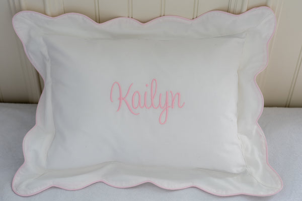Personalized Scallop Edge Pillow