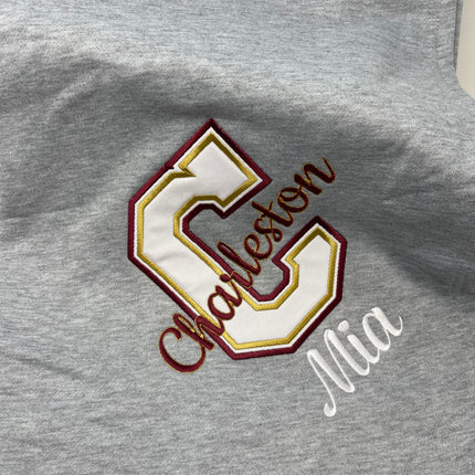 Personalized college sweatshirt blanket — shown folded, great graduation gift