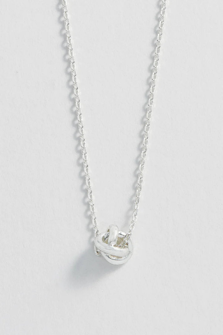 Knot Charm Necklace Silver Plated