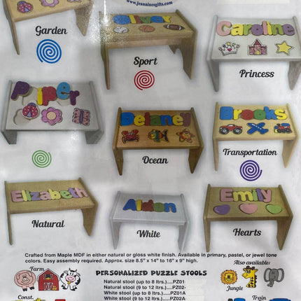 Puzzle step stool — fun personalized kids gift, nursery and bedroom decor