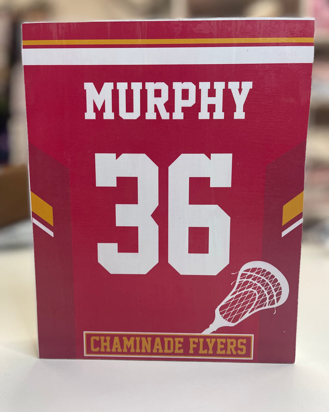 Jersey Block decorative wooden block — sports and team spirit home decor