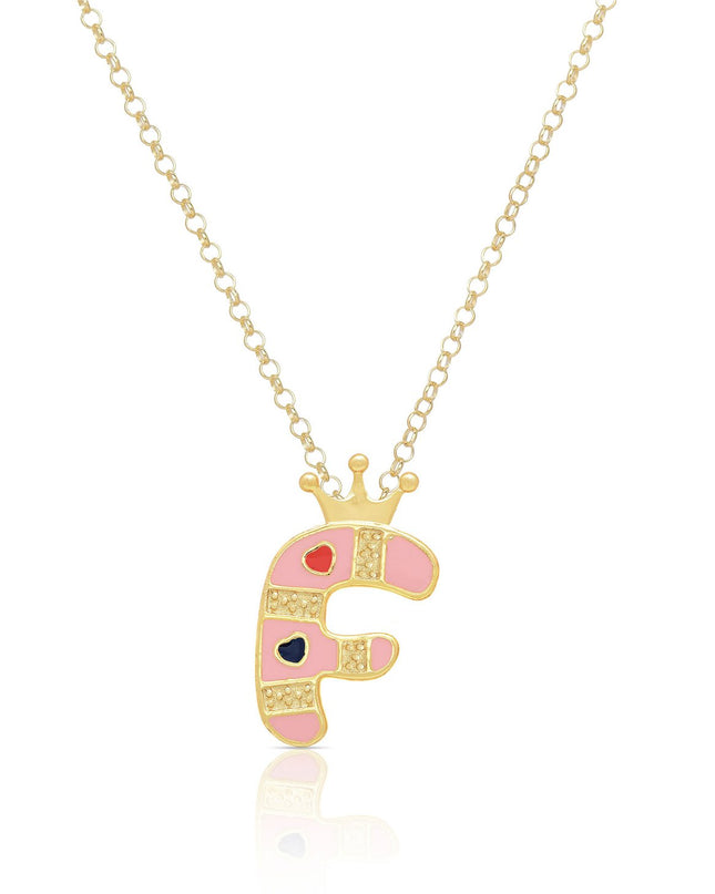 Children's initial pendant — close up showing letter detail