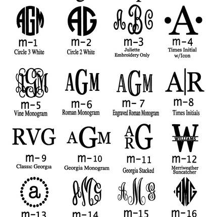 Monogramming font options — monogram style guide