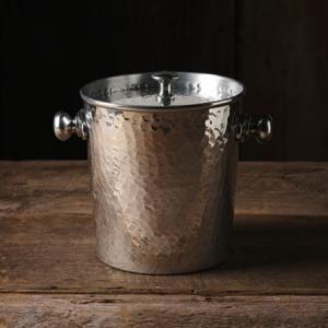 Personalized hammered lined ice bucket — custom name in vinyl, entertaining and wedding gift