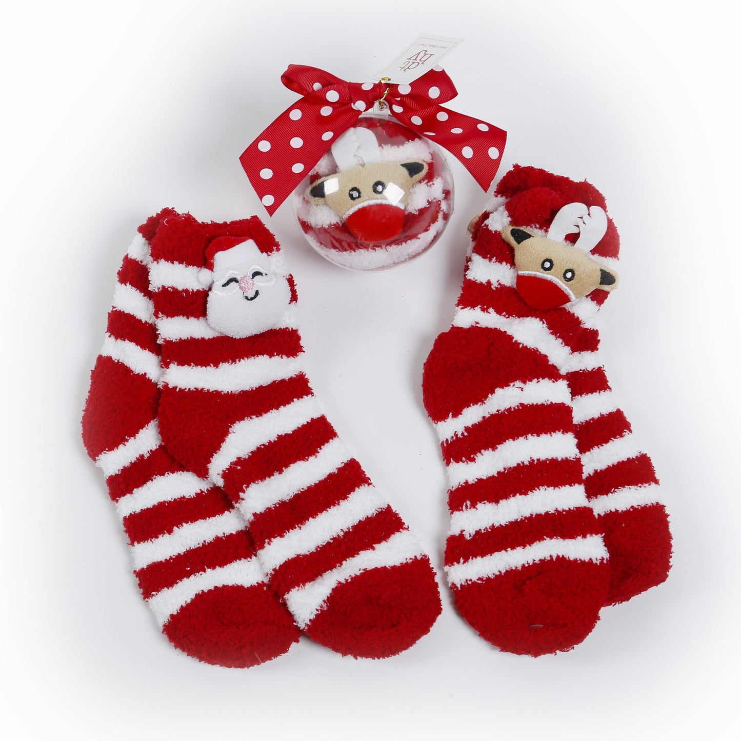 Santa/Reindeer Sock in Gift Ornament