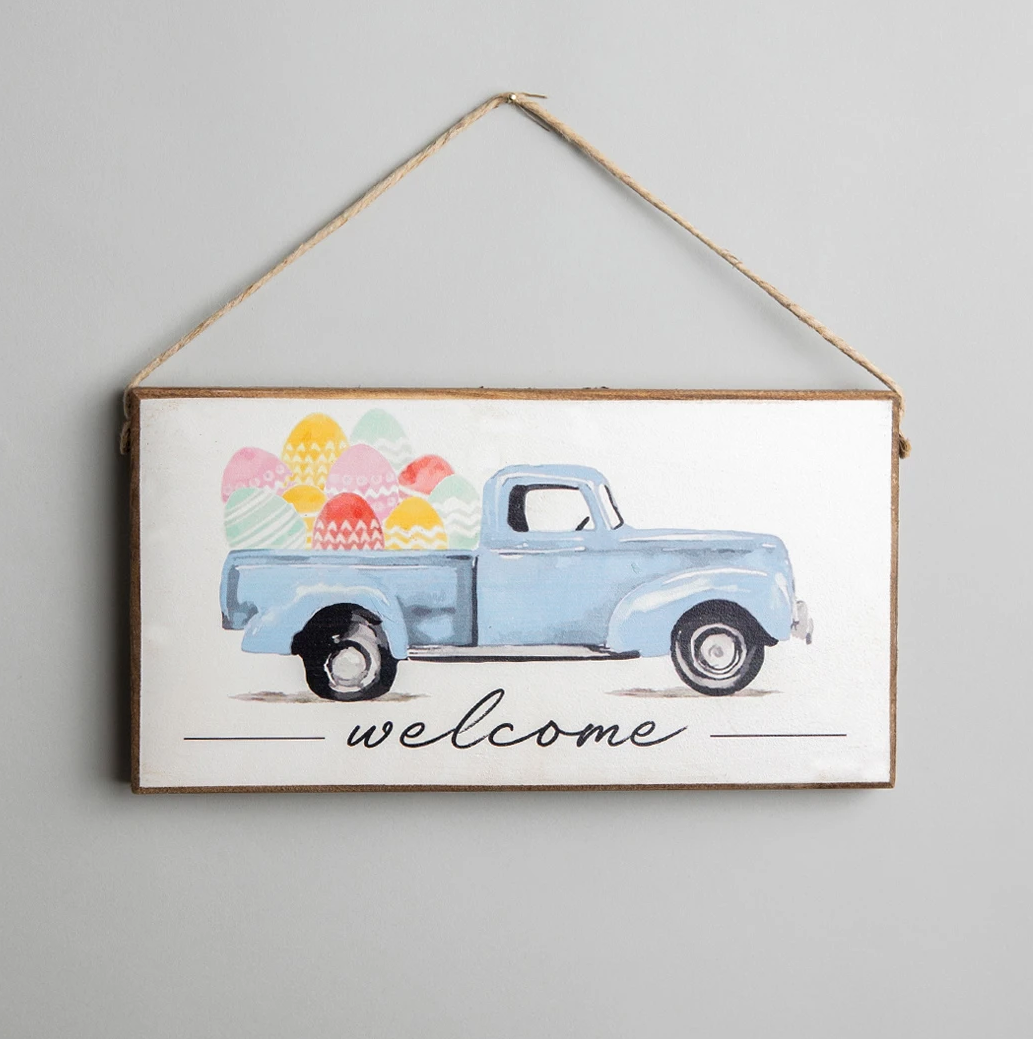 Welcome Egg Truck Hanging Sign