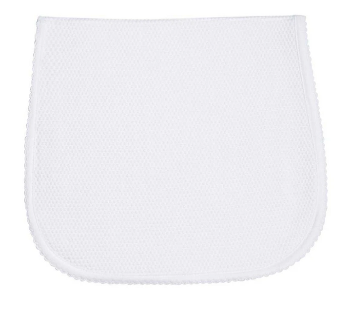 White Bubble Baby Burp Cloth - White Picot Trim